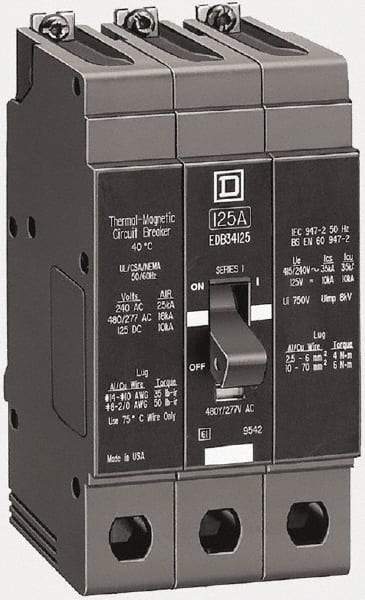 Square D - 35 Amp, 480Y/277 V, 3 Pole, Bolt On Miniature Circuit Breaker - 18 kA Breaking Capacity, 12, 14 AWG - USA Tool & Supply