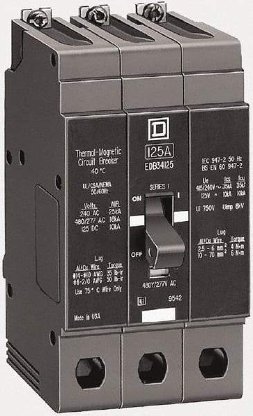 Square D - 80 Amp, 480Y/277 V, 3 Pole, Bolt On Miniature Circuit Breaker - 18 kA Breaking Capacity, 12, 14 AWG - USA Tool & Supply