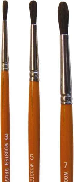 Wooster Brush - #7 Camel Hair Artist's Paint Brush - 3/16" Wide, 3/4" Bristle Length, 5-11/16" Plastic Handle - USA Tool & Supply