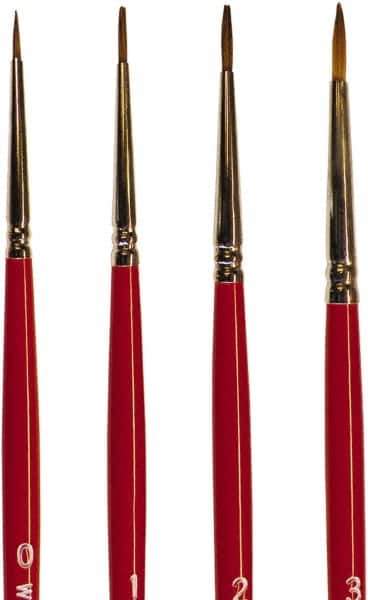 Wooster Brush - #3 Sable Artist's Paint Brush - 1/8" Wide, 7/16" Bristle Length, 5-11/16" Plastic Handle - USA Tool & Supply