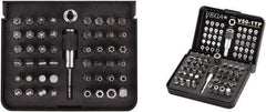 VEGA Industries - 50 Piece, 1/4" Drive Screwdriver Tamperproof Bit Set - #1 to #3 Phillips, Tamperproof 1/16 to 5/16" Hex, T10 to T40 Torx - USA Tool & Supply