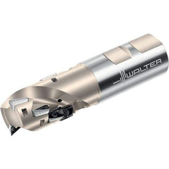 Walter - 40mm Cut Diam, 54mm Max Depth of Cut, 40mm Shank Diam, 150mm OAL, Indexable Square Shoulder Helical End Mill - Multiple Insert Styles, Weldon Shank, 90° Lead Angle, Through Coolant, Series Xtra-tec - USA Tool & Supply