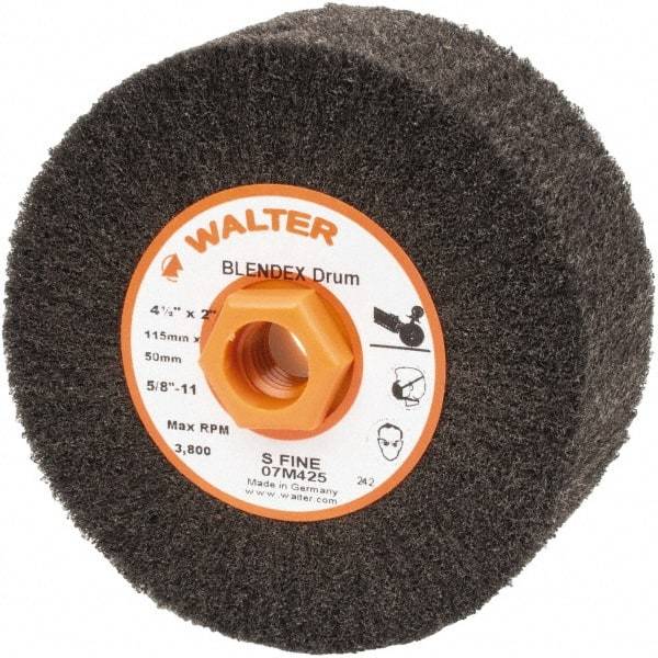WALTER Surface Technologies - 4-1/2" Diam Aluminum Oxide Unmounted Flap Wheel - 5/8" Hole, 5/8-11 Thread, 2" Wide, Nonwoven, Very Fine Grade, 3,800 Max RPM - USA Tool & Supply