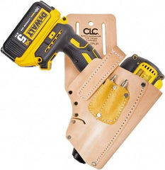 CLC - Drill/Impact Driver Holster with 3 Pockets - Leather, Natural (Color) - USA Tool & Supply