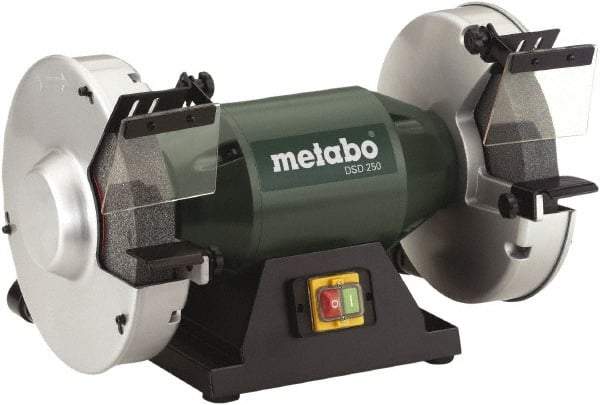 Metabo - 10" Wheel Diam x 1-1/2" Wheel Width, 1-1/2 hp Bench Grinder - 1-1/2" Arbor Hole Diam, 1 Phase, 1,780 Max RPM, 120 Volts - USA Tool & Supply