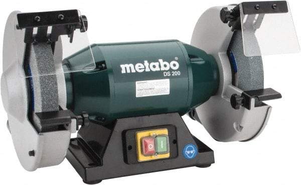 Metabo - 8" Wheel Diam x 1" Wheel Width, 1-1/4 hp Bench Grinder - 1-1/4" Arbor Hole Diam, 1 Phase, 3,570 Max RPM, 120 Volts - USA Tool & Supply