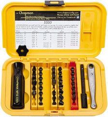 Chapman - 40 Piece, 1/4" Drive Screwdriver Bit Set - #1 to #4 Phillips, 0.05 to 5/16" Hex - USA Tool & Supply