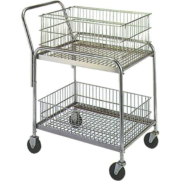 Wesco Industrial Products - 200 Lb Capacity, 20" Wide x 33" Long x 37-1/2" High Mail Cart - 2 Shelf, Steel, Hard Rubber Casters - USA Tool & Supply