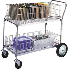 Wesco Industrial Products - 250 Lb Capacity, 36" Wide x 11" Long x 17-1/4" High Mail Cart - 2 Shelf, Steel, Hard Rubber Casters - USA Tool & Supply