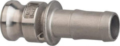 Value Collection - 1/2" Stainless Steel Cam & Groove Suction & Discharge Hose Male Adapter Hose Shank - Part E, 600 Max psi - USA Tool & Supply