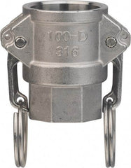 Value Collection - 2" Stainless Steel Cam & Groove Suction & Discharge Hose Female Coupler Female NPT Thread - Part D, 2" Thread, 1,000 Max psi - USA Tool & Supply