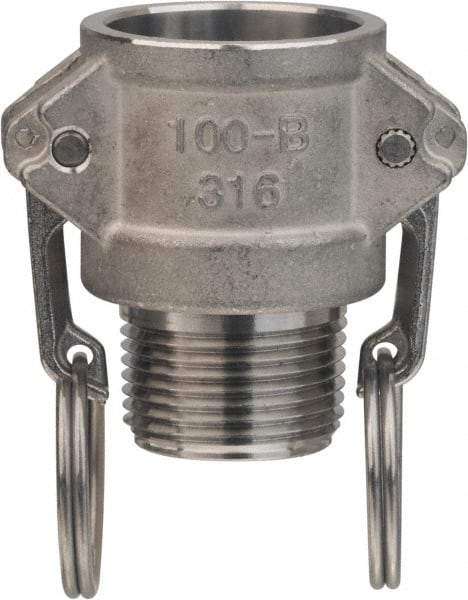 Value Collection - 3" Stainless Steel Cam & Groove Suction & Discharge Hose Female Coupler Male NPT Thread - Part B, 3" Thread, 500 Max psi - USA Tool & Supply