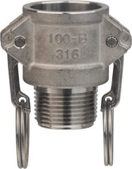 Value Collection - 1-1/2" Stainless Steel Cam & Groove Suction & Discharge Hose Female Coupler Male NPT Thread - Part B, 1-1/2" Thread, 1,000 Max psi - USA Tool & Supply