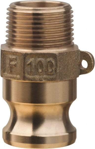 Value Collection - 4" Brass Cam & Groove Suction & Discharge Hose Male Adapter Male NPT Thread - Part F, 4" Thread, 400 Max psi - USA Tool & Supply