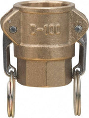 Value Collection - 2" Brass Cam & Groove Suction & Discharge Hose Female Coupler Female NPT Thread - Part D, 2" Thread, 1,000 Max psi - USA Tool & Supply