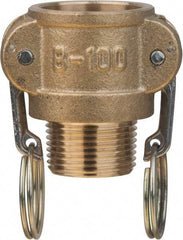 Value Collection - 1-1/2" Brass Cam & Groove Suction & Discharge Hose Female Coupler Male NPT Thread - Part B, 1-1/2" Thread, 1,000 Max psi - USA Tool & Supply