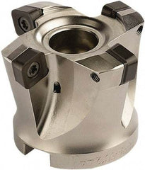 Seco - 4 Inserts, 1.9685" Cutter Diam, 0.0787" Max Depth of Cut, Indexable High-Feed Face Mill - 0.8661" Arbor Hole Diam, 0.4094" Keyway Width, 1.5748" High, SCE.. 1206.. Inserts - USA Tool & Supply