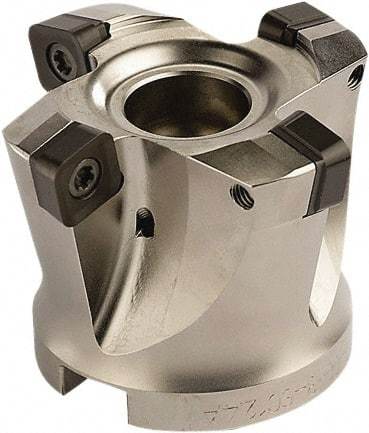 Seco - 5 Inserts, 3.1496" Cutter Diam, 0.0787" Max Depth of Cut, Indexable High-Feed Face Mill - 1.063" Arbor Hole Diam, 0.4882" Keyway Width, 1.9685" High, SCE.. 1206.. Inserts - USA Tool & Supply