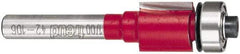 Freud - 1/2" Cut Diam, 1/2" Length of Cut, 8 Flute Flush Trim Edge Profile Router Bit - Carbide-Tipped, 1/4" Shank Diam, 2-1/8" OAL, Proprietary Coating - USA Tool & Supply