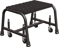 Ballymore - 12" 1 Step Ladder - Rolling Safety Ladder, 450 Lb Capacity, 12" Platform Height, 18" Base Width x 16" Base Depth, Perforated Tread - USA Tool & Supply