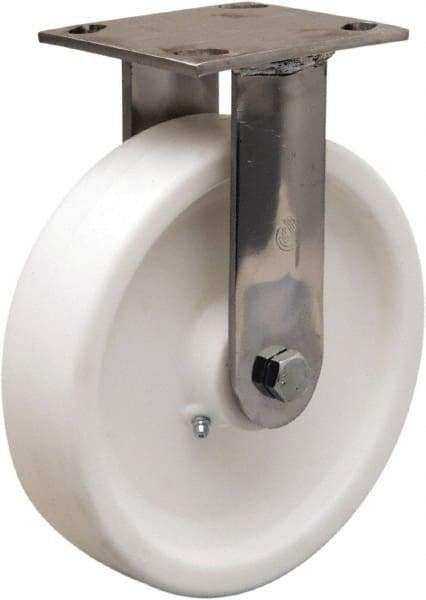 Hamilton - 8" Diam x 2" Wide x 9-1/2" OAH Top Plate Mount Rigid Caster - Polyolefin, 800 Lb Capacity, Delrin Bearing, 4 x 4-1/2" Plate - USA Tool & Supply