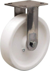 Hamilton - 8" Diam x 2" Wide x 9-1/2" OAH Top Plate Mount Rigid Caster - Polyolefin, 800 Lb Capacity, Delrin Bearing, 4 x 4-1/2" Plate - USA Tool & Supply
