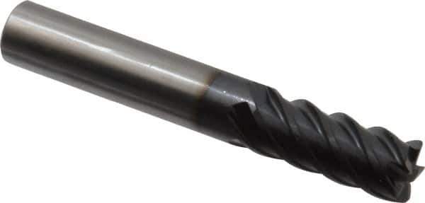 OSG - 3/8", 7/8" LOC, 3/8" Shank Diam, 2-1/2" OAL, 5 Flute, Solid Carbide Square End Mill - Single End, TiAlN Finish, Spiral Flute, 45° Helix, Centercutting, Right Hand Cut, Right Hand Flute, Series 455C - USA Tool & Supply