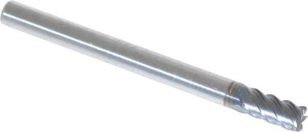 OSG - 1/8", 1/4" LOC, 1/8" Shank Diam, 1-1/2" OAL, 5 Flute, Solid Carbide Square End Mill - Single End, TiAlN Finish, Spiral Flute, 45° Helix, Centercutting, Right Hand Cut, Right Hand Flute, Series 455C - USA Tool & Supply