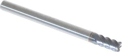 OSG - 1/8", 1/4" LOC, 1/8" Shank Diam, 1-1/2" OAL, 5 Flute, Solid Carbide Square End Mill - Single End, TiAlN Finish, Spiral Flute, 45° Helix, Centercutting, Right Hand Cut, Right Hand Flute, Series 455C - USA Tool & Supply