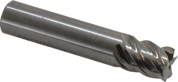 OSG - 1/2", 5/8" LOC, 7/16" Shank Diam, 2-1/2" OAL, 5 Flute, Solid Carbide Square End Mill - Single End, Uncoated, Spiral Flute, 45° Helix, Centercutting, Right Hand Cut, Right Hand Flute, Series 455C - USA Tool & Supply