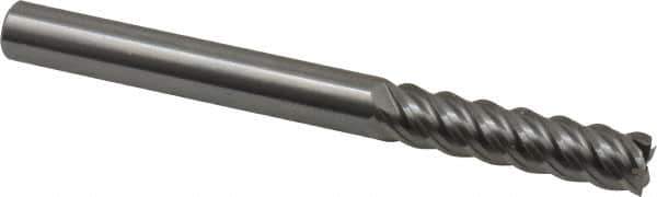 OSG - 3/8", 1-1/2" LOC, 3/8" Shank Diam, 4" OAL, 5 Flute, Solid Carbide Square End Mill - Single End, Uncoated, Spiral Flute, 45° Helix, Centercutting, Right Hand Cut, Right Hand Flute, Series 455C - USA Tool & Supply