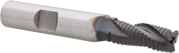 Hertel - 1/4" Diam, Fine Pitch, 5/8" LOC, 3 Flute Cobalt Roughing Square End Mill - TiAlN Finish, 2-7/16" OAL, 3/8" Shank Diam, Single End, Centercutting, 30° Helix - USA Tool & Supply