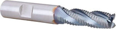 Hertel - 7/16" Diam, Fine Pitch, 1-1/4" LOC, 4 Flute Cobalt Roughing Square End Mill - TiCN Finish, 3-1/4" OAL, 1/2" Shank Diam, Single End, Centercutting, 30° Helix - USA Tool & Supply