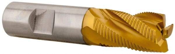 Hertel - 3/4" Diam, Fine Pitch, 1-1/4" LOC, 4 Flute Cobalt Roughing Square End Mill - TiN Finish, 3-1/2" OAL, 3/4" Shank Diam, Single End, 30° Helix - USA Tool & Supply