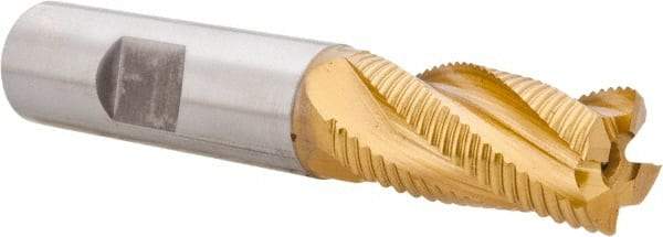 Hertel - 5/8" Diam, Fine Pitch, 1-1/4" LOC, 4 Flute Cobalt Roughing Square End Mill - TiN Finish, 3-3/8" OAL, 5/8" Shank Diam, Single End, 30° Helix - USA Tool & Supply