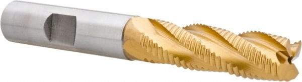 Hertel - 1/2" Diam, Fine Pitch, 1-5/8" LOC, 4 Flute Cobalt Roughing Square End Mill - TiN Finish, 3-5/8" OAL, 1/2" Shank Diam, Single End, 30° Helix - USA Tool & Supply