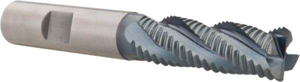 Hertel - 1/2" Diam, Coarse Pitch, 1-5/8" LOC, 4 Flute Cobalt Roughing Square End Mill - TiCN Finish, 3-5/8" OAL, 1/2" Shank Diam, Single End, Centercutting, 30° Helix - USA Tool & Supply