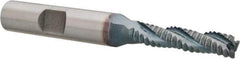 Hertel - 1/4" Diam, Coarse Pitch, 1-1/8" LOC, 3 Flute Cobalt Roughing Square End Mill - TiCN Finish, 2-15/16" OAL, 3/8" Shank Diam, Single End, Centercutting, 30° Helix - USA Tool & Supply