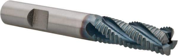 Hertel - 3/8" Diam, Coarse Pitch, 1-1/8" LOC, 4 Flute Cobalt Roughing Square End Mill - TiCN Finish, 2-15/16" OAL, 3/8" Shank Diam, Single End, 30° Helix - USA Tool & Supply