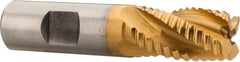 Hertel - 3/4" Diam, Coarse Pitch, 1-1/4" LOC, 4 Flute Cobalt Roughing Square End Mill - TiN Finish, 3-1/2" OAL, 3/4" Shank Diam, Single End, 30° Helix - USA Tool & Supply