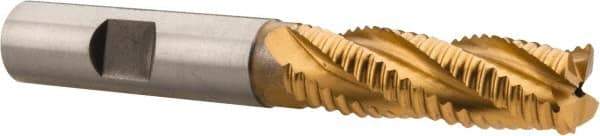 Hertel - 1/2" Diam, Coarse Pitch, 1-5/8" LOC, 4 Flute Cobalt Roughing Square End Mill - TiN Finish, 3-5/8" OAL, 1/2" Shank Diam, Single End, 30° Helix - USA Tool & Supply