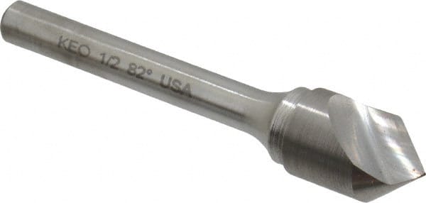 Keo - 1/2" Head Diam, 1/4" Shank Diam, 1 Flute 82° Solid Carbide Countersink - USA Tool & Supply