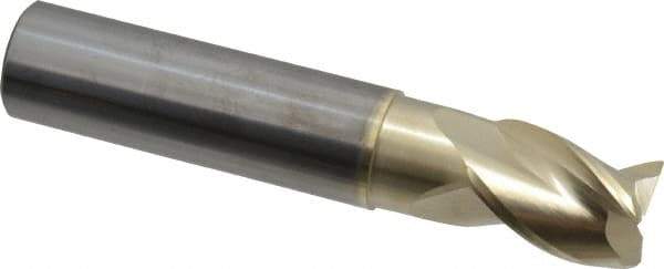 Accupro - 3/4", 3 Flute, Single End, Solid Carbide, 0.03" Corner Radius End Mill - 4" OAL, 37° Helix, Right Hand Flute, 1" LOC, Right Hand Cut, 1-5/8" Extended Reach - USA Tool & Supply