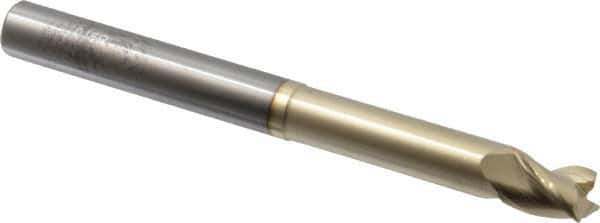 Accupro - 3/8", 3 Flute, Single End, Solid Carbide, 0.015" Corner Radius End Mill - 4" OAL, 37° Helix, Right Hand Flute, 1/2" LOC, Right Hand Cut, 2-3/8" Extended Reach - USA Tool & Supply