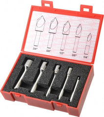 Keo - 5 Piece, 1/4 to 3/4" Head Diam, 90° Included Angle, Single End Countersink Set - USA Tool & Supply