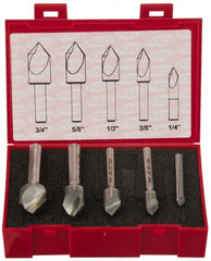 Keo - 5 Piece, 1/4 to 3/4" Head Diam, 82° Included Angle, Single End Countersink Set - USA Tool & Supply