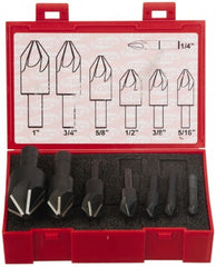 Keo - 7 Piece, 1/4 to 1" Head Diam, 90° Included Angle, Single End Countersink Set - USA Tool & Supply