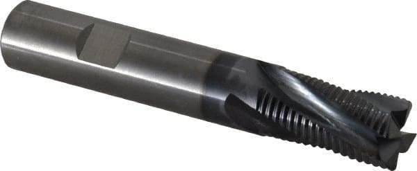 Kennametal - 14mm Diam, Fine Pitch, 25.6mm LOC, 4 Flute Solid Carbide Corner Chamfer Roughing End Mill - AlTiN Finish, 83mm OAL, 14mm Shank Diam, Centercutting, 20° Helix - USA Tool & Supply