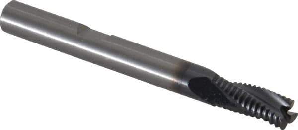 Kennametal - 6mm Diam, Fine Pitch, 13mm LOC, 3 Flute Solid Carbide Corner Chamfer Roughing End Mill - AlTiN Finish, 57mm OAL, 6mm Shank Diam, Centercutting, 20° Helix - USA Tool & Supply