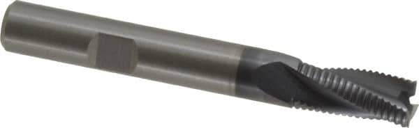 Kennametal - 8mm Diam, Fine Pitch, 16mm LOC, 3 Flute Solid Carbide Corner Chamfer Roughing End Mill - AlTiN Finish, 63mm OAL, 8mm Shank Diam, Centercutting, 20° Helix - USA Tool & Supply